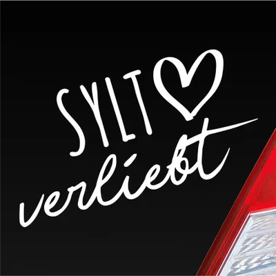 Produktbild von Auto Aufkleber Sylt verliebt Herz Insel Nordsee Liebe Car 19x10 cm Weiss Glanz Sticker Heckscheibenaufkleber