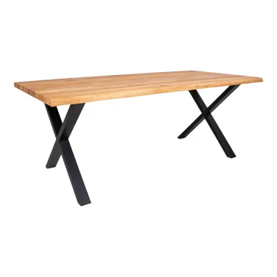Produktbild von Tony Esstisch 95x200 cm mit gewellter Kante, Eiche, schwarze Beine.