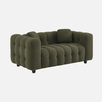 Produktbild von sweeek - Gepolstertes Sofa mit strukturiertem Bouclé-Bezug, 2-Sitzer - Khaki