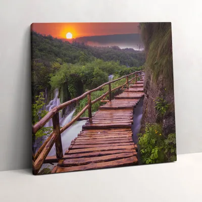 Produktbild von Path above trees and mountains – Leinwandbild Wandbild – 60x60 cm – Leinwandbilder – Wandbilder – Schlafzimmer – Flur