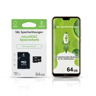 Produktbild von microSD Speicherkarte S&L für Huawei P20 Lite - Speicherkapazität: 64 GB