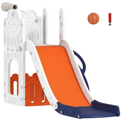 Produktbild von AIYAPLAY Kinderrutsche 5 in 1 Indoor und Outdoor Babyrutsche mit Basketballkorb