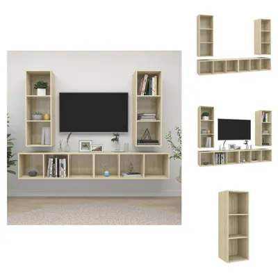 Immagine prodotto di vidaXL Mobili TV a parete 4 pezzi in legno di quercia Sonoma - Mobili TV