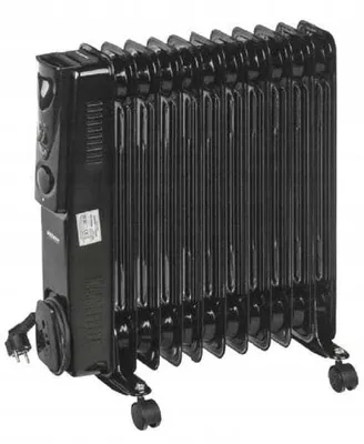 Zdjęcie produktu dla Grzejnik olejowy elektryczny czarny 11 żeberek na kółkach 2500W