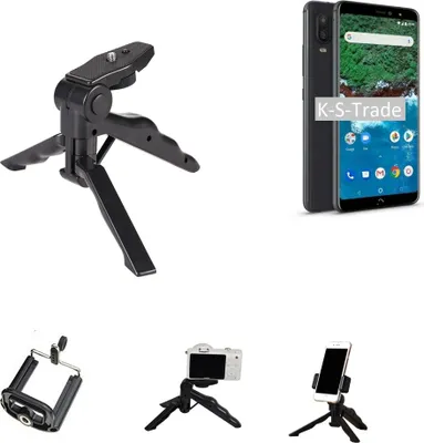 Produktbild von K-S-Trade Stativ Tisch-Ständer Dreibein Handy-Stativ Ständer kompatibel mit BQ Aquaris X2 Pro Mini-Stativ Smartphone Tripod Handy-Stativ aus Plastik