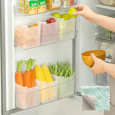 Produktbild von Kühlschrank Organizer - 6er Set Aufbewahrungsboxen für Kühlschranktür und Speisekammer - Transparent - BPA-frei