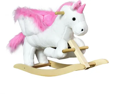Immagine prodotto di Cavallo a dondolo Animale a dondolo per bambini, Rosa+Bianco, 65 X 32 X 55 Cm