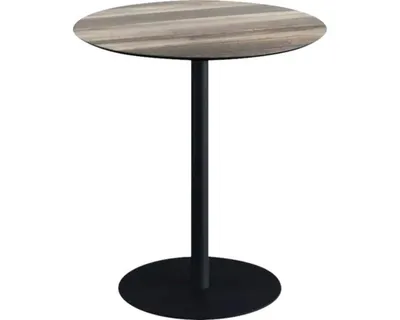 Image de Urban - Table de terrasse, structure noire + plateau HPL en bois tropical Ø70 cm, 1 pièce