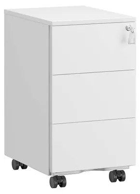 Produktbild von Rollcontainer aus Stahl mit 3 Schubladen, 5 kg Tragkraft, weiß, 40 x 30 x 54 cm