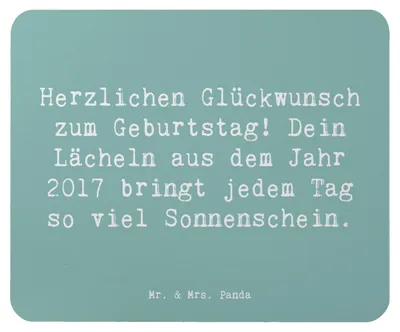 Produktbild von Mr. & Mrs. Panda Mauspad Spruch 2017 Geburtstag Lächeln - Meeresbrise - Geschenk, Mousepad, Glückwunsch, Happy Birthday, Geburtstagsgeschenk, laptop, mousematte, notebook