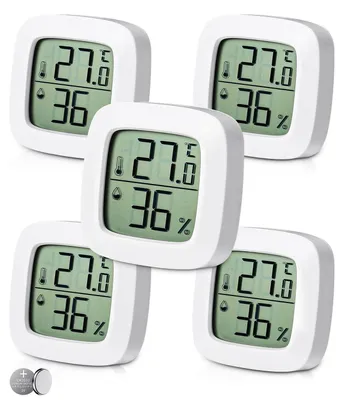 Hygrometer 5er-Set, digitales Thermo-Hygrometer, 45 mm, weiß, für Innenräume