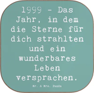 Produktbild von Mr. & Mrs. Panda Untersetzer für Gläser Spruch 1999 Geburtstag - Meeresbrise - Geschenk, Erinnerungen, Tasse, Tischschoner, Glückwunsch, besonderes, Geburtstagsgeschenk