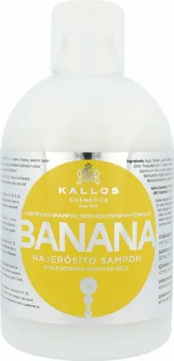 Obrázek produktu pro Kallos Banana Fortifying Shampoo, 1000 ml, Šampon, Ženy, Suché vlasy, Revitalizační, Lesklý, Změkčující, Láhev