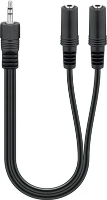Immagine prodotto di Goobay 50464 Adattatore cavo audio Y 3,5 mm, 1x spina 2x presa stereo, 0,2 m, nero - spina jack 3,5 mm (3 pin, stereo) > presa 2x jack 3,5 mm (3 pin, stereo)