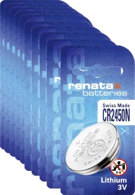 Produktbild von 10 x Einzelblister CR2450N RENATA CR 2450 Lithium 3 Volt Knopfzelle Batterie 3v