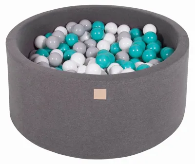 Image de Piscine à balles grise avec balles Turquoise / Gris / Blanc