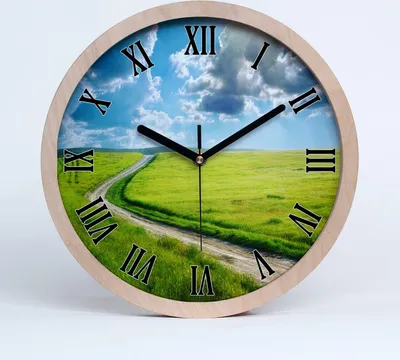 Produktbild von Holzuhr 25fi cm wanduhr - schwarze Spitzen - Pfad in der Wiese