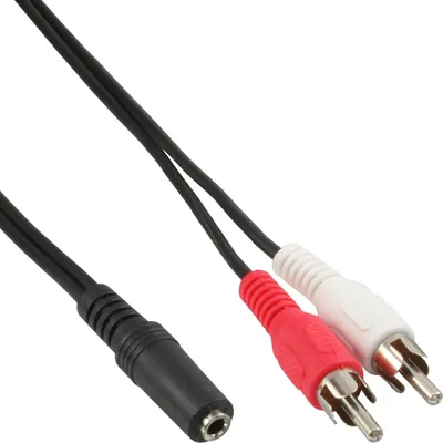 Produktbild von InLine® Cinch/Klinke Kabel, 2x Cinch Stecker an 3,5mm Klinke Buchse, 5m