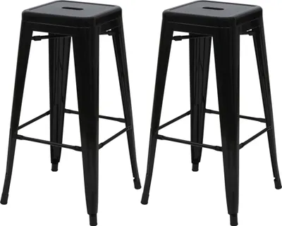 Produktbild von 2er-Set Barhocker MCW-A73, Barstuhl Tresenhocker, Metall Industriedesign stapelbar  schwarz
