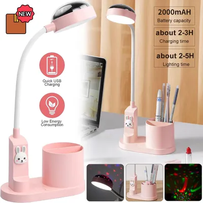 Produktbild von Kinder Schreibtischlampe Kaninchen Nachttischlampe Stern Projektion Studienlampe