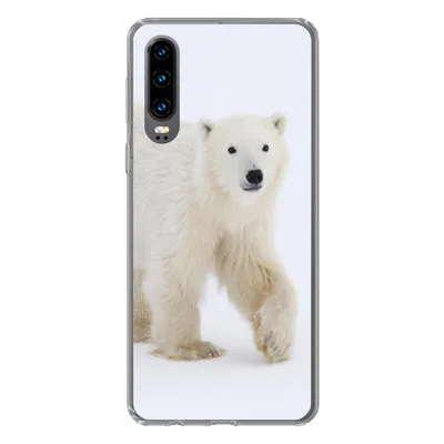 Produktbild von MuchoWow® Handyhülle Schutzhülle Hülle für Huawei P30 Eisbär - Schnee - Weiß Silikon Softcase Handy Hülle - Kartenbesitzer