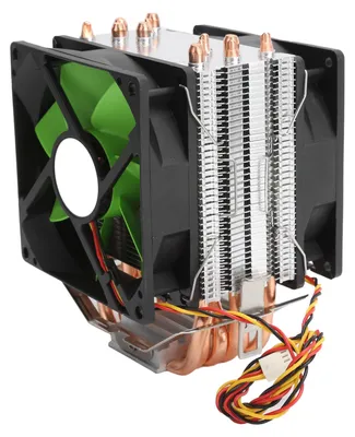 Image de Refroidisseur de processeur de 9 cm avec radiateur à double ventilateur et connecteur 3 broches, compatible avec les sockets Intel LGA775/1155/1156/1366 et AMD AM2/AM2+/AM3