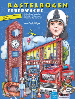 Produktbild von Feuerwache mit Feuerwehr Bastelbogen Ausschneidebogen