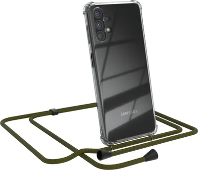 Produktbild von EAZY CASE Handykette kompatibel mit Samsung Galaxy A32 5G, Handyhülle mit Umhängeband, Handykordel, Schutzhülle Clear, Band in Grün