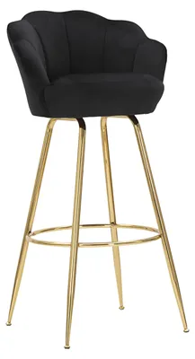 Immagine prodotto di Sgabello Bar Vienna Glam Nero e Oro - Sgabello Alto in Velluto con Gambe a Petalo in Metallo Dorato, Altezza Seduta 90 cm