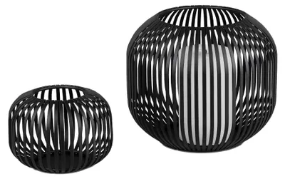 Produktbild von 2er Set Windlichter Wili Stäbe in Kugelform 10 + 18cm schwarz aus Metall Formano