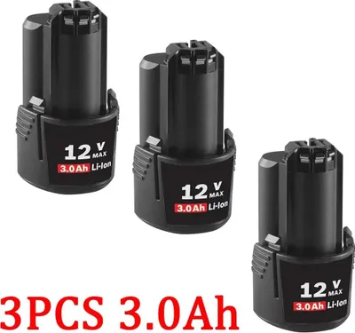Image de Batterie de rechange noire 12V 3000mAh pour Bosch, BAT412A/BAT414/BAT411/BAT412, 2607336014, pack de 3 pour outils électroportatifs