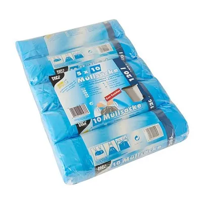 Produktbild von Müllsäcke mit Zugband, HDPE 120 l 100 cm x 70 cm blau 24 my