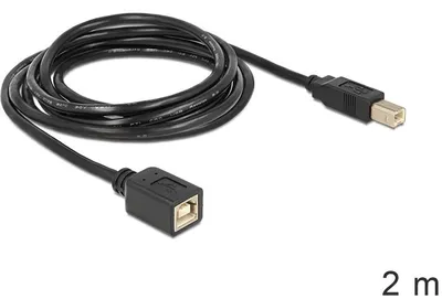 Produktbild von DeLOCK USB2.0-B - USB2.0-B, 2m, 2 m, USB B, USB B, USB 2.0, Männlich/Weiblich, Schwarz