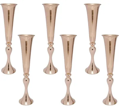 Produktbild von Set mit 6 Blumenvasen - Hohe Bodenvasen - Metall - Gold - 56,5 cm - Hochzeitsdekoration