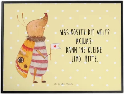 Produktbild von Mr. & Mrs. Panda schreibtischunterlage Nachtfalter Fähnchen - Gelb Pastell - Geschenk, Spruch Witzig, Schreibunterlage, Süß, schreibtischunterlagen, Niedlich, Käfer