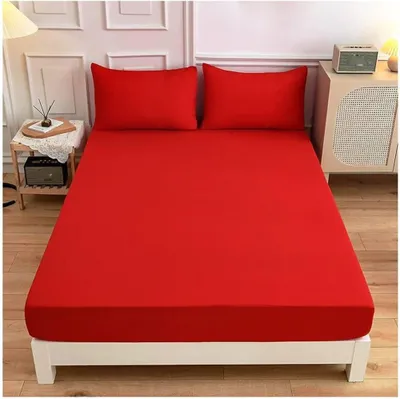 Produktbild von Rotes Spannbettlaken 140 x 190 cm - 100% Baumwolle mit Eckhöhe 25 cm