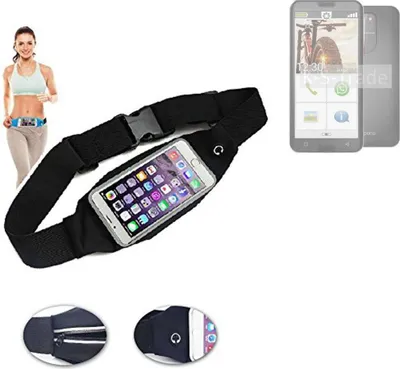 Produktbild von K-S-Trade Jogging-Armband kompatibel mit Emporia smart.5 Gürteltasche Umhängetasche Bauchtasche schwarz Sport Running Jogging Fitness Laufen