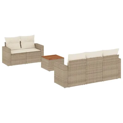Imagen del producto de vidaXL Juego de 6 piezas de sofá de jardín con cojines, color beige, de ratán sintético