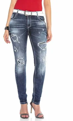 Produktbild von WD423 Damen Röhrenjeans im angesagten Destroyed-Look