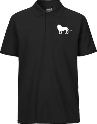 Produktbild von Huuraa Herren Polo Shirt Löwe Silhouette 3XL Black Bio Baumwolle Fairtrade Poloshirt Geschenkidee