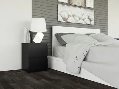 Obrázok produktu pre VBChome Nočný stolík 30 x 30 x 40 cm Čierny Nočný stolík s 2 zásuvkami do spálne Bezúchytková kancelária Moderná čierna