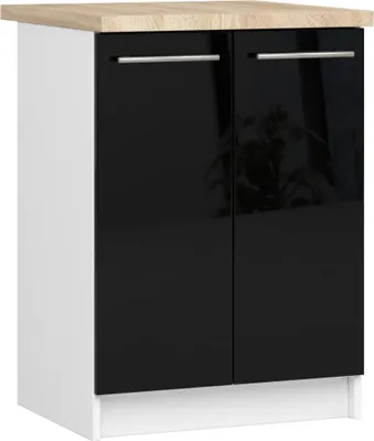 Obrázok produktu pre Dolná kuchynská skrinka 60 cm VERMINA - biela / čierna lesklá