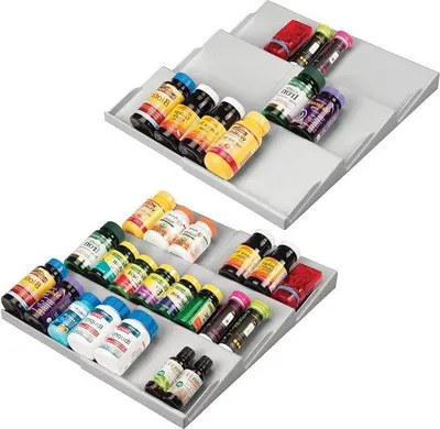 Produktbild von Medikamentenauszugslade, 3-stufig, Grau, Badzimmerregal, Kosmetikablage