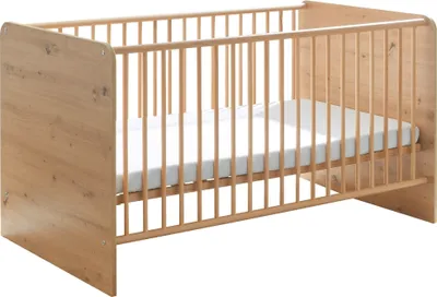 Produktbild von Babybett >Birta< 3 Schlupfsprossen, Artisan Eiche Nachbildung / Salbei - 78x90x143cm (BxHxT)