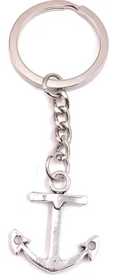 Produktbild von Onwomania Schlüsselanhänger Anker Einfach Silber Metall Anhänger Charm