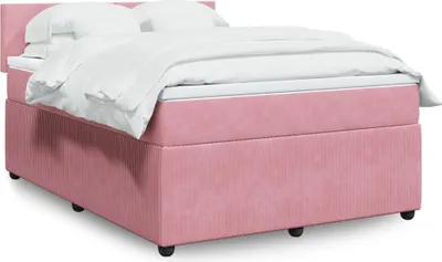 Produktbild von Design Boxspringbett mit Matratze Rosa 160x200 cm Samt, Klassische Betten 2024 Neu