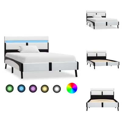 Immagine prodotto di vidaXL Struttura letto con LED bianco e Similcuoio nera 90×200 cm - Letti e strutture letto