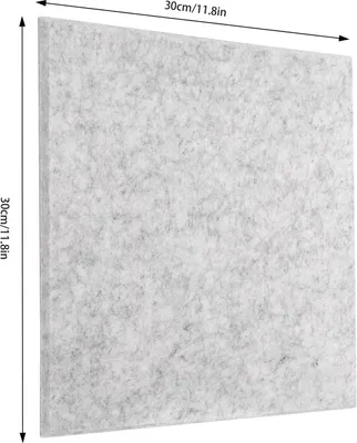 Zdjęcie produktu dla Zestaw 18 paneli akustycznych – samoprzylepne panele ścienne dźwiękochłonne 30 x 30 cm – z włókna poliestrowego tłumiącego hałas – grubość 0,9 cm – do domu i biura – kolor srebrnoszary