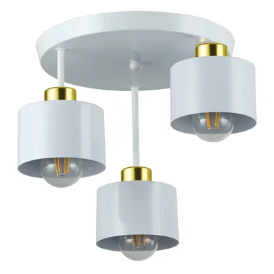 Produktbild von MasterLED Deckenleuchte – 3-flammig – Weiß mit Gold – E27 Fassung – stilvolle Wohnzimmerlampe oder Schlafzimmerlampe – Elza