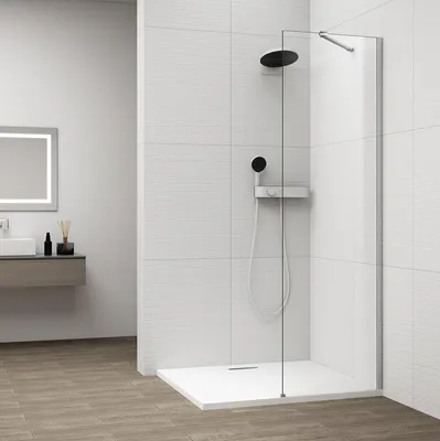 Produktbild von Polysan ESCA CHROME Dusch-Glasteil, Wandmontage, Klarglas, 300 mm